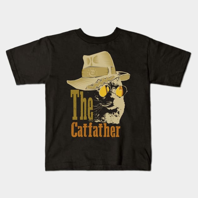 The Catfather funny cat dad Kids T-Shirt by bakmed